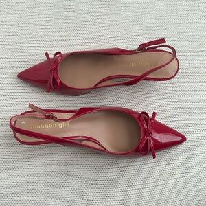 New! Madden Girl Patent Leather Pointed Toe Bow Detail Slingback Heels Size 8.5